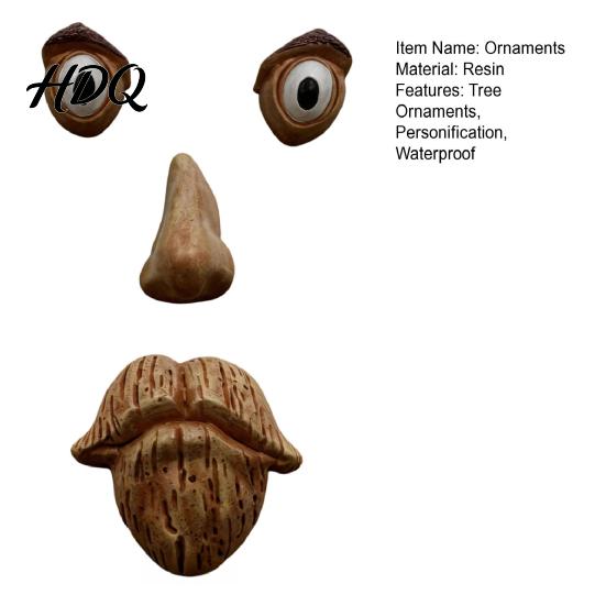 Funny Garden Decoration Tree Face Ornament Facial Features Outdoor Statues Resin Trunk Weather-Resistant for Yard Stump Statue