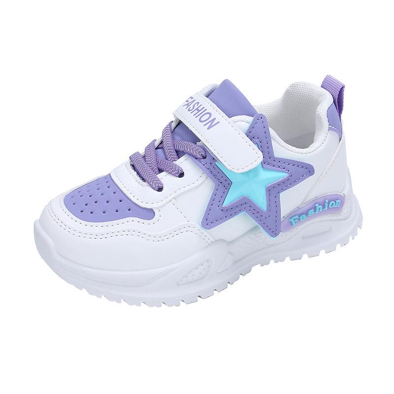 

2025 New Style Girls Non-Slip Leather Sports Shoes with Soft Sole – Versatile, Fashionable for Middle and Big Kids 29-18cm фіолетовий
