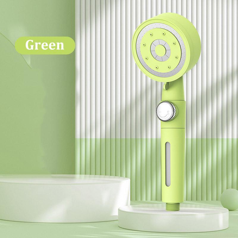 Candy Color Five-speed Booster Shower Head One-button Water Stop Filter Handheld Shower Set Home Bathroom
