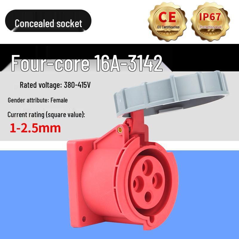 IP67 Waterproof Industrial Aviation Plug Socket, 16A/32A, 3-core, 4-wire, 5-pin Male Female Connector, Non-Explosion Proof