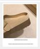 2024 Women's Fleece Half-Slippers: Closed-Toe Flat Birkenstock Style, Perfect for Pregnant Women & Outdoor Wear