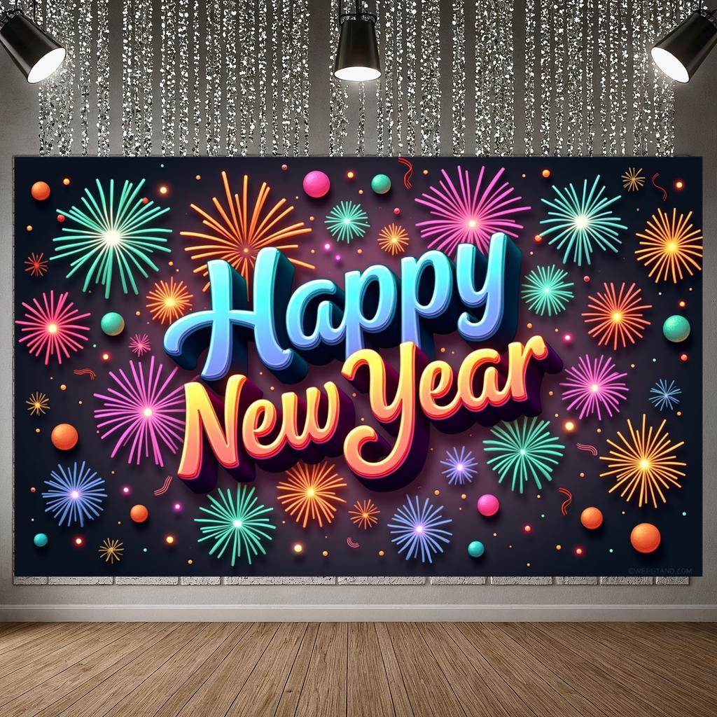New Year Banner  Design Holiday Background Celebration Display Glittery Happy New Year Display For New Year Party