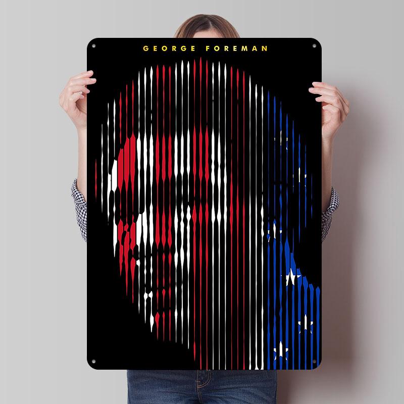 George Foreman Boxer Metal Posters Custom Vintage Metal Signs Wall Art Tin Plaque for Man Cave Bar Accessories Home Decoration