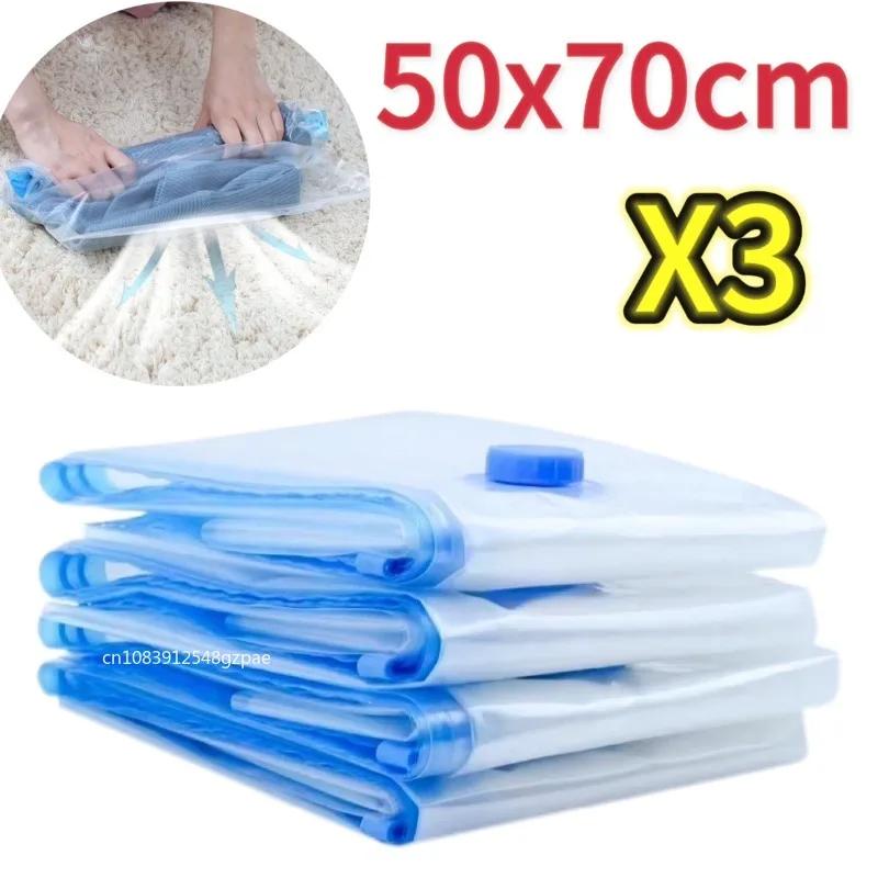 5/3PCS Vacuum Storage Bags with Pump Transparent Folding Compressed Space Saving Vacuum Bag for Clothes Bedding Organizer