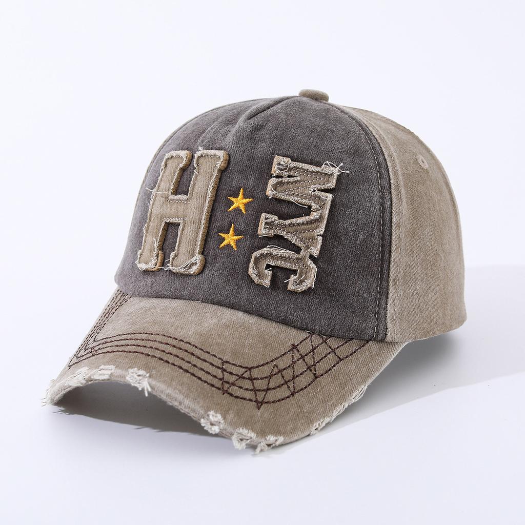 Washed Cotton Patch Embroidery Sun Protection Cap Baseball Cap Sun Hat Outdoor Hat Trend Men'S And Women'S Duck Tongue