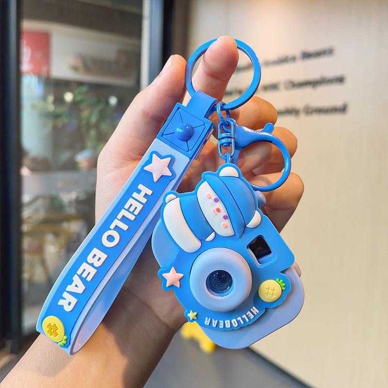 Lovely Light-up Projector Camera Keyring Decorative Cartoon Keychain Gift For All Occasions