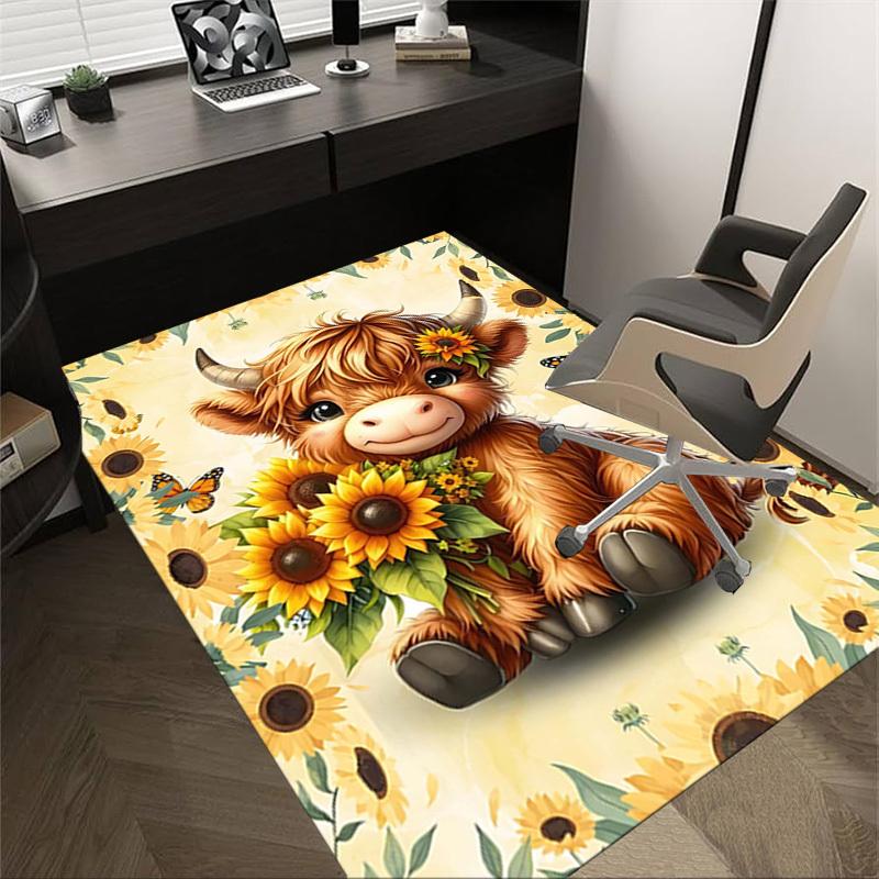 1PC cowflower Extra Large Non Slip Floor carpet, Office, family, bedroom, Studio Large Area Rug Indoor Rugs, Vibrant Colors