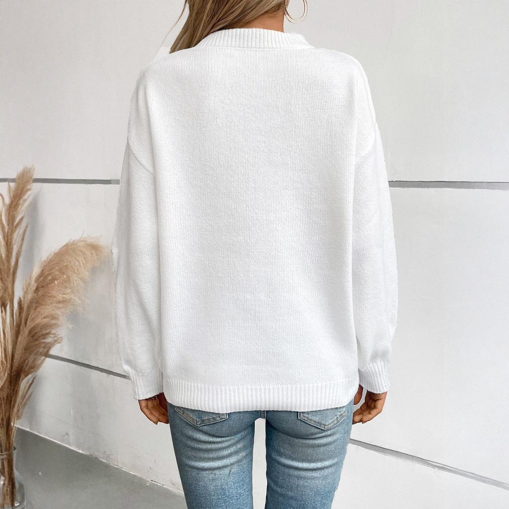 Casual Minimalist Cardigan Knit Outerwear For Women