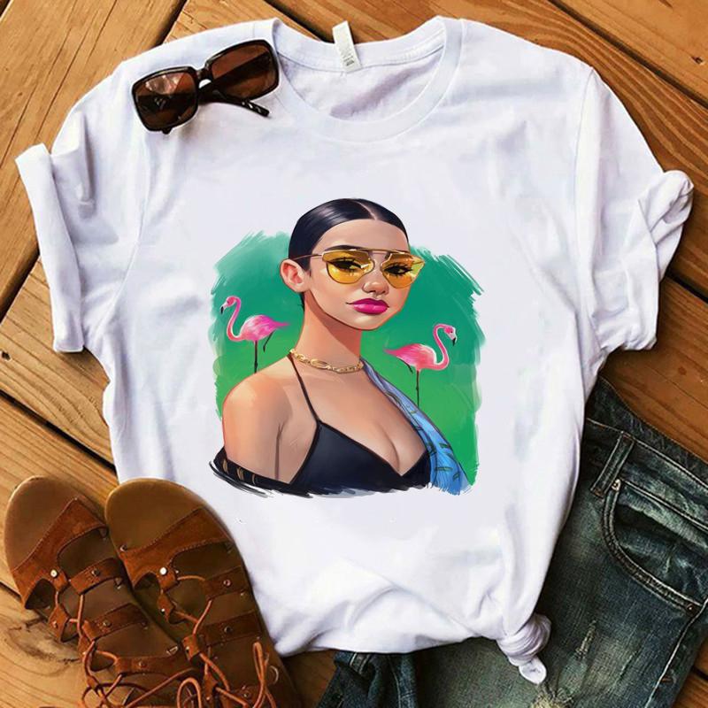

Women T Shirt Make Up Collection Lipstick Seaside T- Summer Lady Bird Owl Luxury T-Shirts XXXL білий