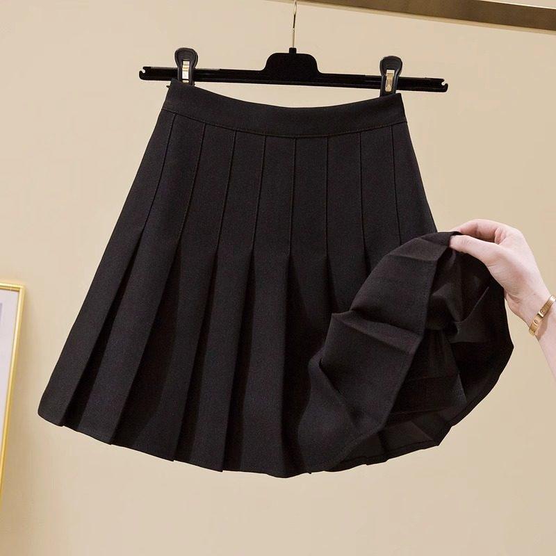 Women's High-Waisted Woolen Pleated A-Line Skirt - Slimming Autumn/Winter Academy Style