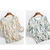 Eisseiden-T-Shirt für Damen mittleren und höheren Alters, Sommer, hochwertig, im westlichen Stil, modisch, große Größe, Druck, locker, bauchbedeckend, dünn, Oberteil für Mütter