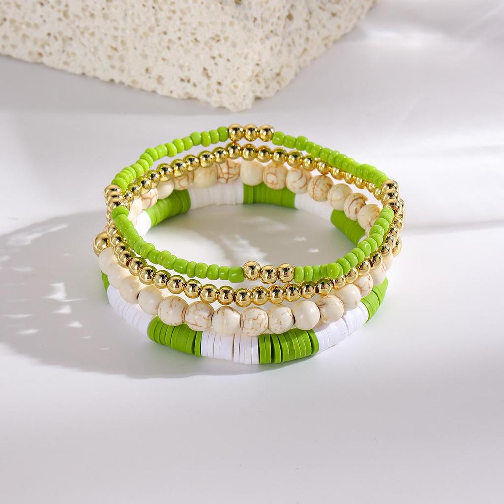 Buntes Sommer Strand Damen Polymer Clay Perlenarmband Set - 4 Stück