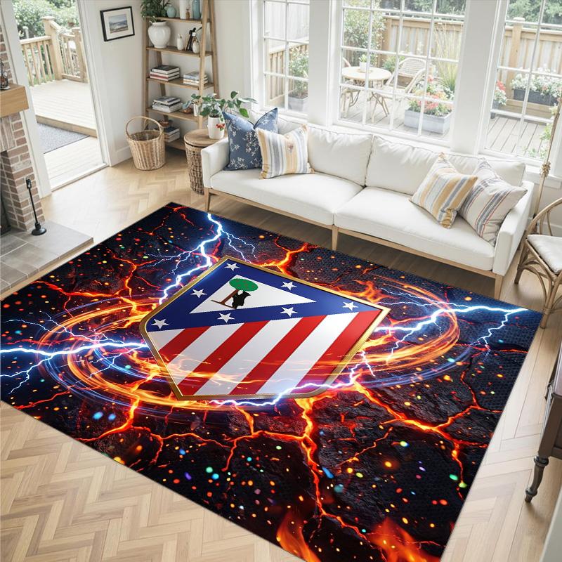 Design Atletico Madryt Kryształowy Aksamitny Dywan Przytulny Nie?Antypoślizgowy Dywan Wzorzysty Do Sypialni Salonu Przedpokoju