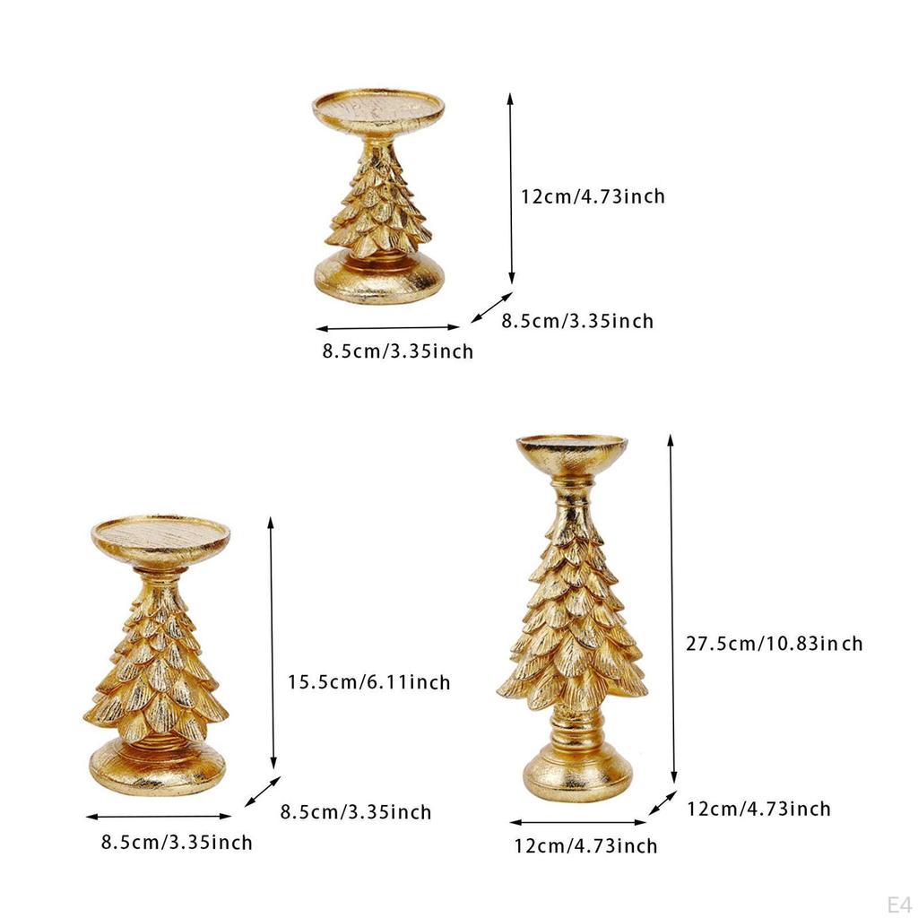 3 Christmas Candle Holders Resin Tea Light Decoration Candlesticks for Party Table