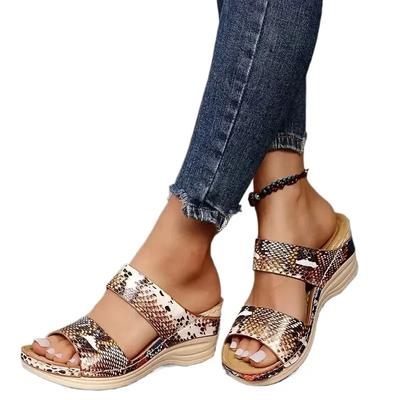 Ciabatte ortopediche premium, nuove scarpe estive da donna, sandali con zeppa e plateau, taglie forti, stile retrò, stile romano, casual, leopardati, da spiaggia
