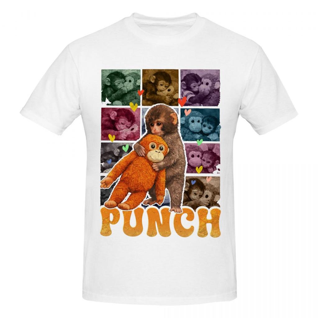 Unisex Sad Monkey Punch Meme With An Orange Toy Trendy T Shirt Streetwear Oneck Cotton Shirts