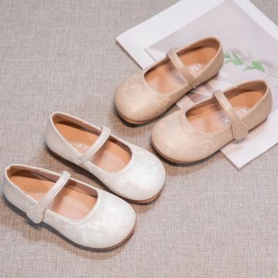 Girls Embroidered Shoes Chinese Style Children Princess Shoes Simple Little Kids Flats Leather Shoes for Party Wedding All Match
