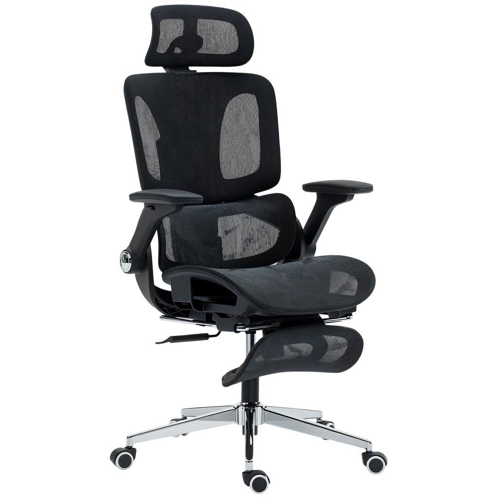 Office Chair, Ergonomic, 4D Armrests, Adjustable Headrest and Seat Depth, Black Mesh