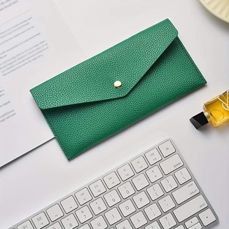 Ladies' handbag, solid color button-closing wallet, envelope-style solid color wild fashion men's wallet with casual style