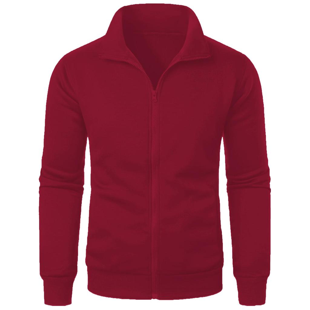 Herren Frühling und Herbst Mantel Reißverschluss Stehkragen Kapuzenpullover Einfarbig Oberbekleidung