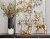 2 Stück Gold Silber Hirsch Statue Elch Rentier Figuren Nordischer Stil Skulptur Messing Weihnachtsfigur Zimmer Heim Dekoration