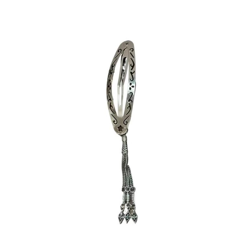 

Ethnic Hairpin Oval Openwork Metal Tassels Hair Clip for Daily Use or Special Occasions Sturdy Alloy Construction 1