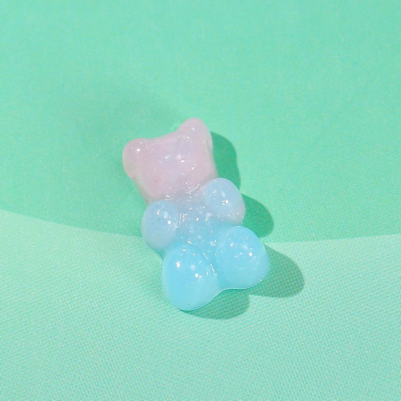 Dwukolorowe brokatowe misie żywiczne akcesoria do DIY etui na telefon