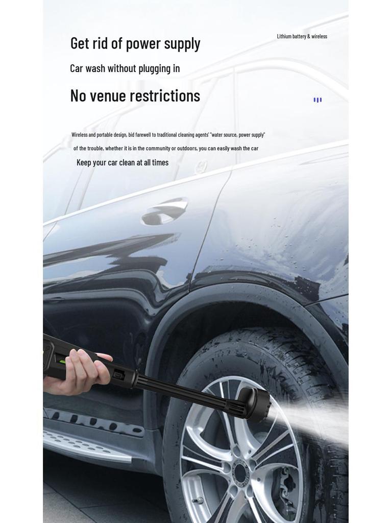 Rechargeable Portable High-Pressure Car Wash Gun with Lithium Battery