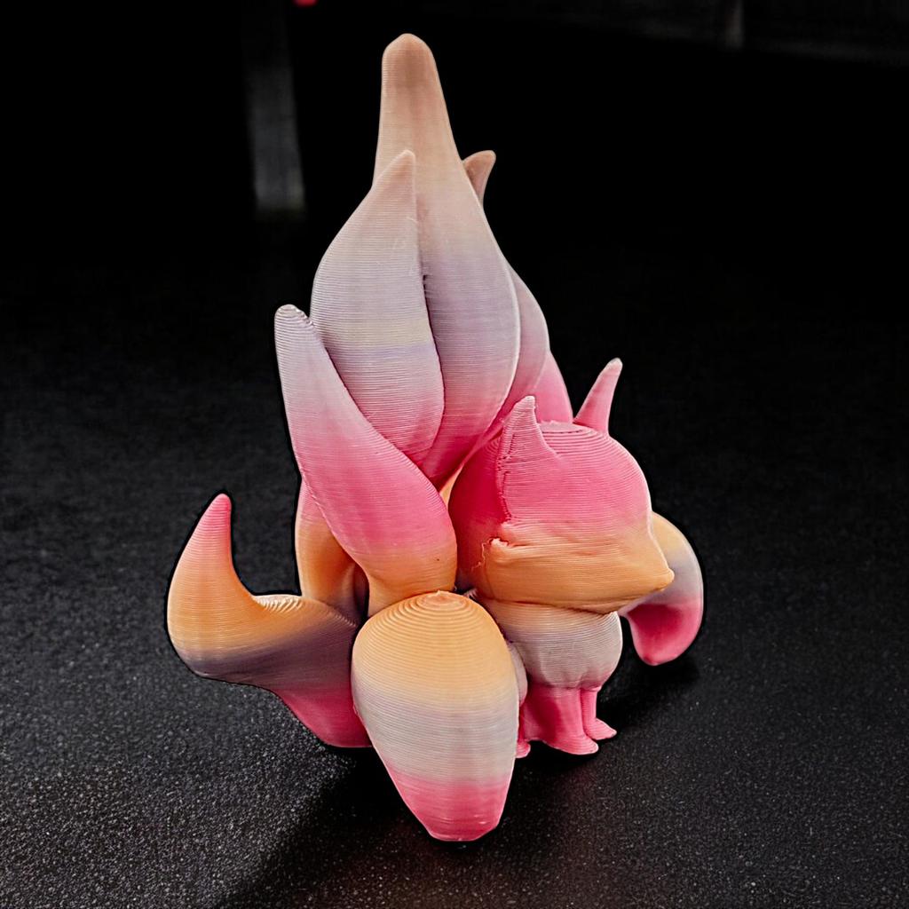 3D Printing Nine Tailed Fox Toy Statue Creative Desktop Small Ornament Cute Simulation Fox Model Car Decoration Small Ornament