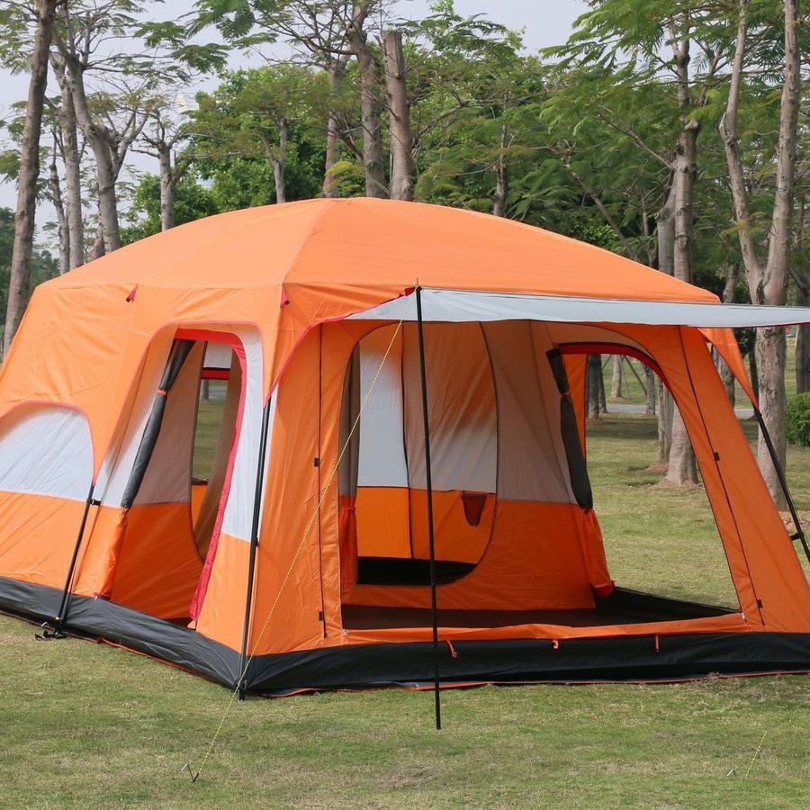 Толстая туристическая палатка, портативная, водонепроницаемая, уличная, две спальни, одна гостиная, двухслойная, складная, туристическое снаряжение 310*205*175cm оранжевый