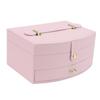 Travel Jewelry Case Portable 2 Layers PU Leather Jewelry Storage Holder Box with Clasp and Handle for Earrings Necklace