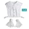 White Big Lapel Fake Collar And Black Detachable Cuff Lace False Collar Stand Removable Faux Col for Women Half Shirt Accessory