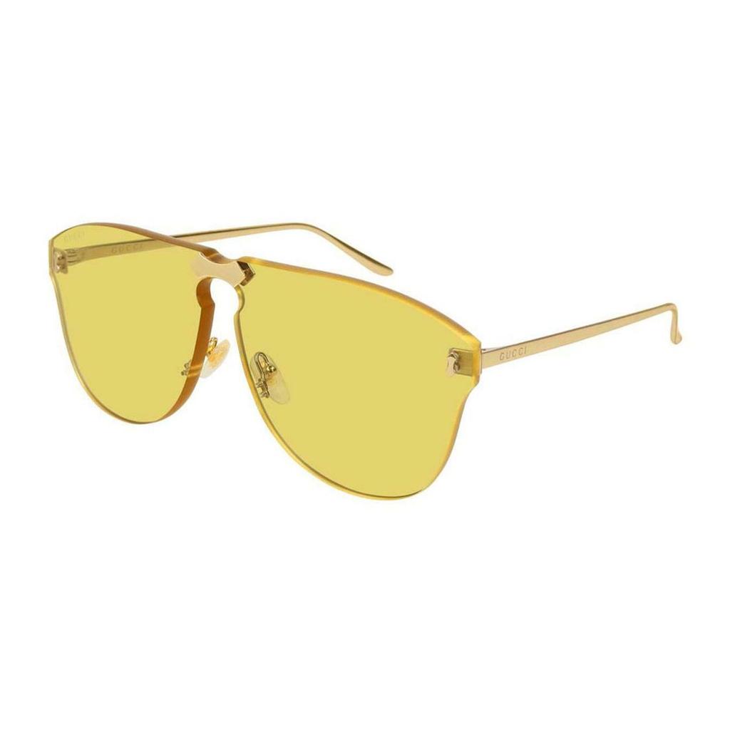Gucci Solid Color Mirrored Lens Aviator Sunglasses Unisex Sunglasses Gold GG0354S-004