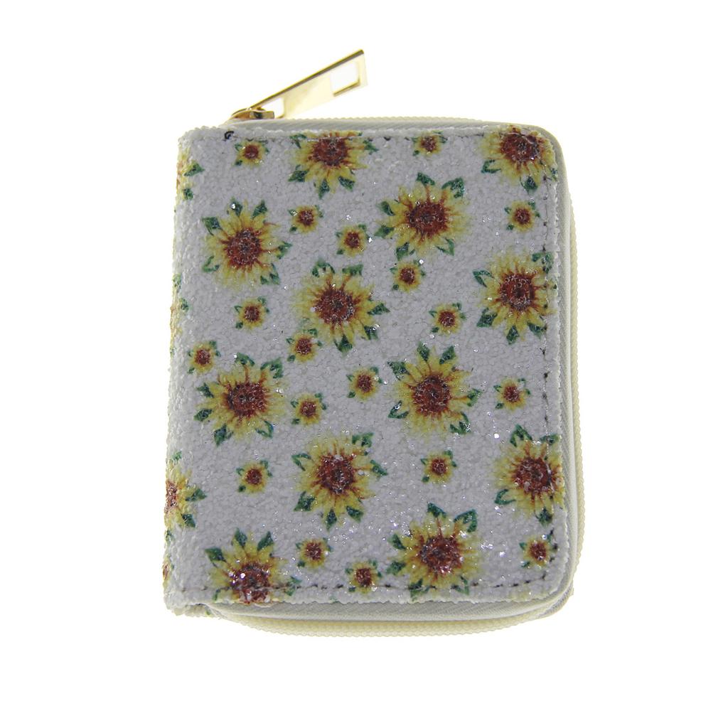 New Chrysanthemum Sequined Short Zipper Small Wallet, Wallet Card Bag Sample