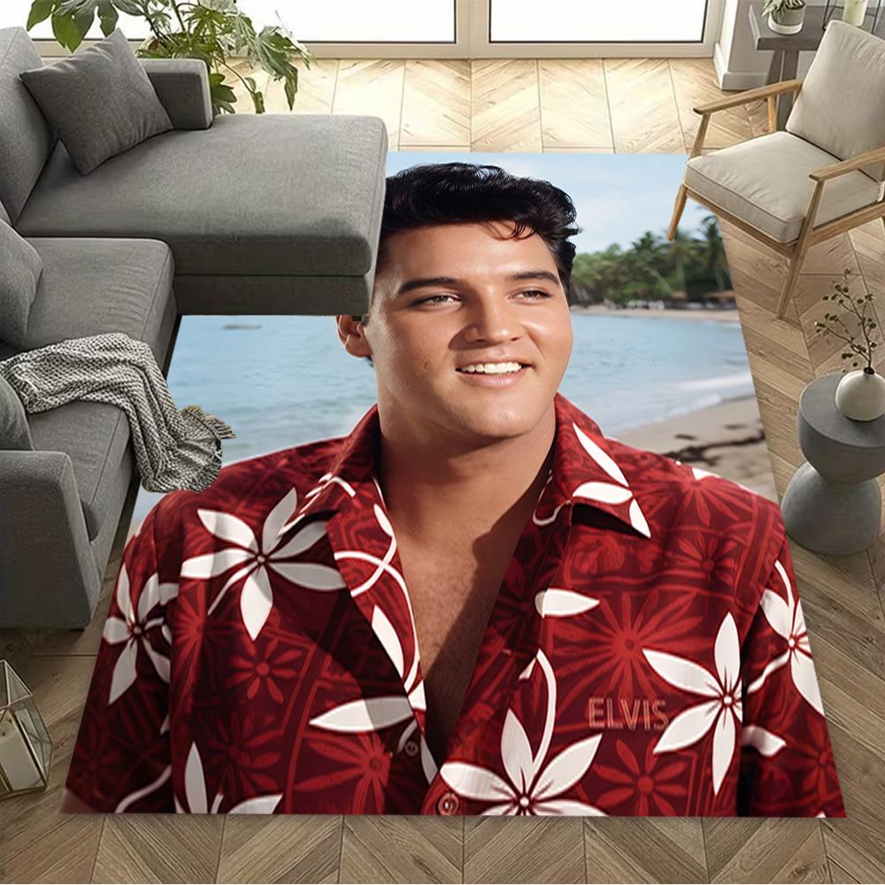 Tapis de sol Iconique d'Elvis Presley Parfait pour Bureau Salles de jeux Salle à manger Entrée Tapis Antidérapant Décor de Bureau Anime Cadeau de Fête de Mariage