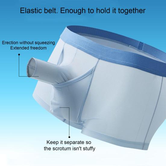 Men Cotton Underpants Color Matching Elephant Nose U Convex Thin Mid Waist Soft
