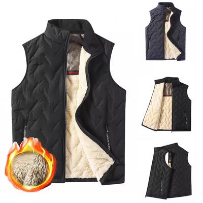 2024 Spring and Autumn New Men's Vest Stand Collar Warm Thickened Fashion Sleeveless Vest Casual Jacket Large Size