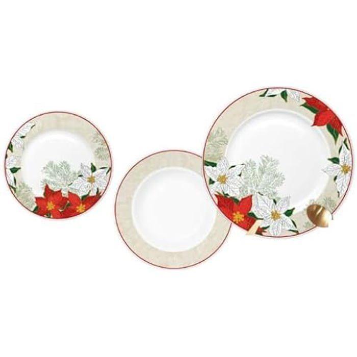 Nádobí - DKD HOME DECOR - Jídelní servis - Vánoční květina - 18 kusů - Porcelán
