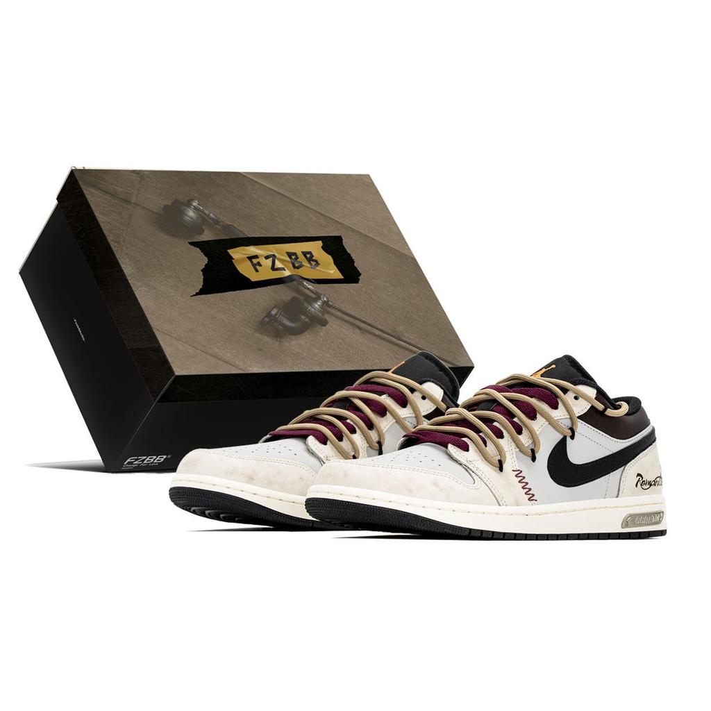 Jordan Air Jordan 1 Box, Roman Brown Abrasion Resistant Abrasion Resistant Low Top Vintage Basketball Shoes Men's Brown 553558-081(TeamA-3S-BOX)