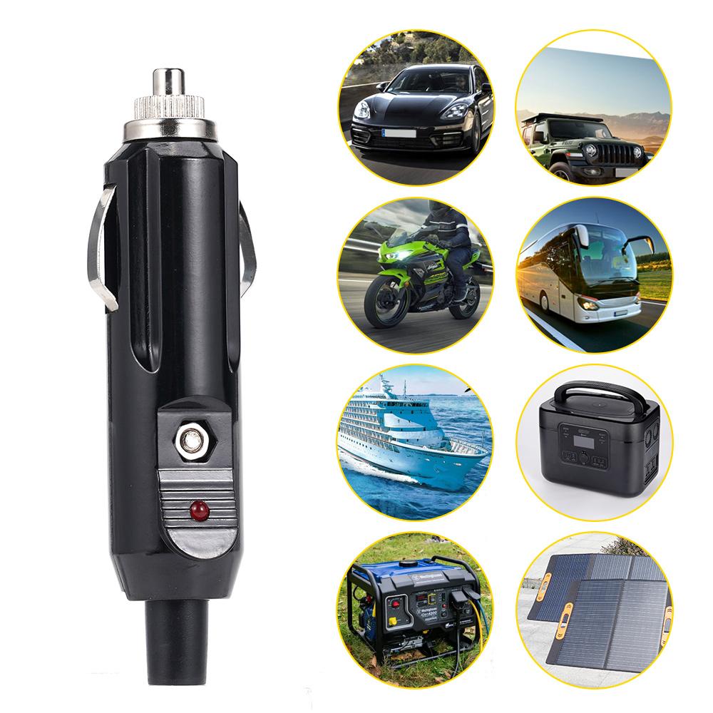 Car Cigarette Lighter With LED Indicator Light Socket Plug 12V24V Universal 15A Current Heat-Resistant Cigarette Lighter Plug