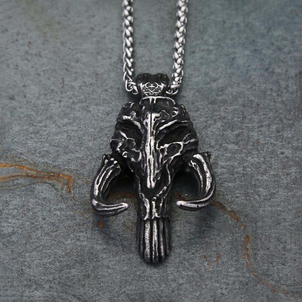 Vintage 316L Stainless Steel Black Mandalorian Pendant Necklaces For Men Gothic Punisher Skull Mask Necklace Biker Jewelry Gifts