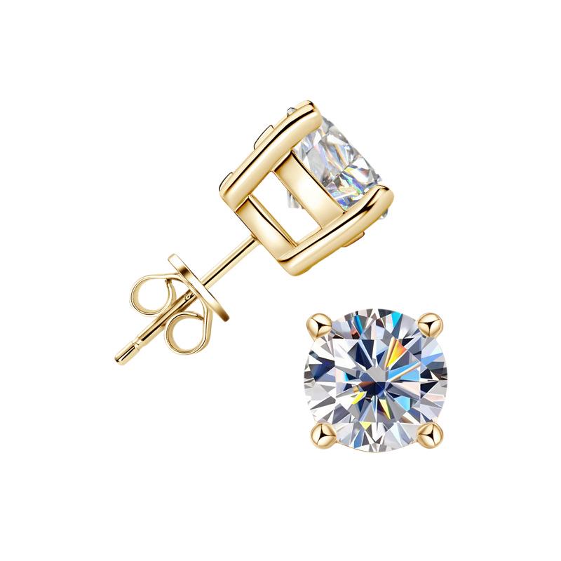 Moissanite Four-Claw Stud Earrings for Women - High-End S925 Sterling Silver Trendy Ear Jewelry