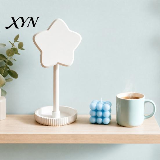 Girly Desktop Accessory Organizer Cute Star Headphone Stand with Storage Tray, 3D Printed PLA Headset Hanger & Desk Macaron Color Organizer,
