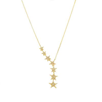 New Long Tassel Stars Pendant Necklace for Women Paved Shiny CZ Trend Female Wedding Party Fancy Accessories 2022 Jewelry