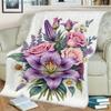 1pc Floral Print Blanket, Rose And Lily Theme, Multi-Size Available, Suitable for Living Room, Bedroom, Study, Office, Balcony