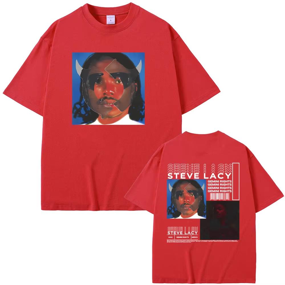Heißer Verkauf Rapper Steve Lacy Gemini Rights Album Cover Beidseitiger Druck T-Shirt Herren Damen Mode Trendiges T-Shirt Y2K Harajuku Punk T-Shirt