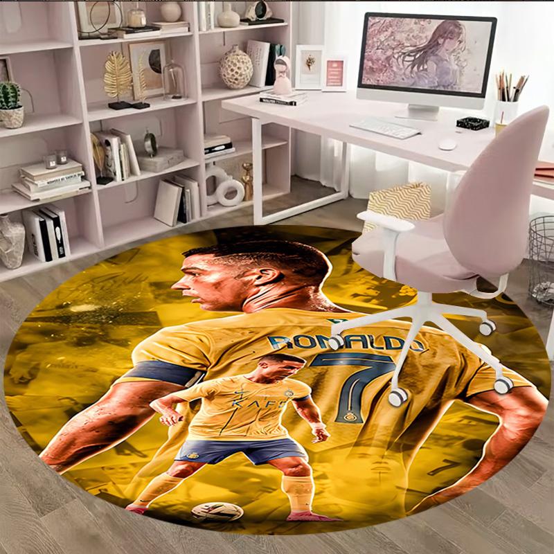 1pc Soccer 7 (4) Print Round Carpet Chair Round Carpet Suitable for Bedroom Living Room Home Decorative Carpet