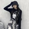 VAYLA Gothic Goth Style Tshirt Women Autumn Long Sleeve Grunge Crop Tops Vintage T-shirt Harajuku Tees Streetwear Clothes Punk