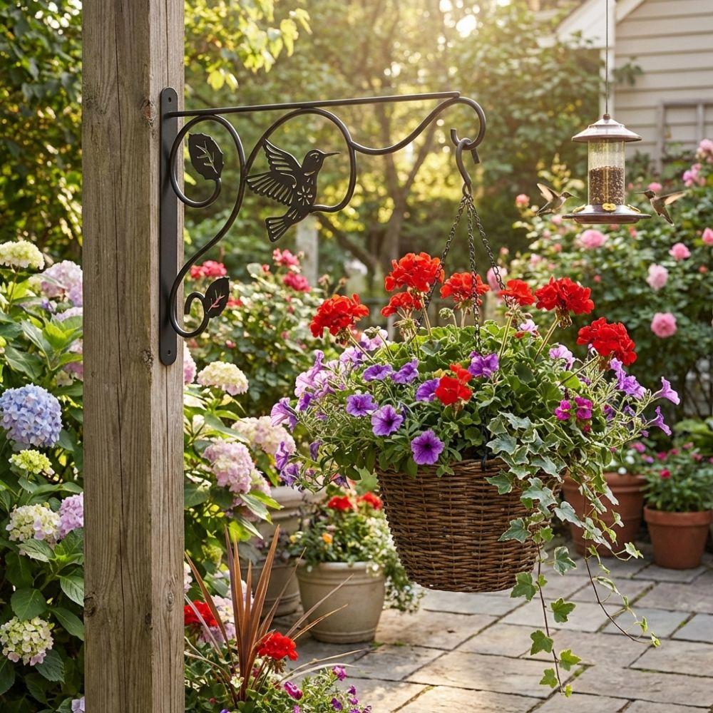 Sturdy Metal Wall Plant Hooks Heavy Duty Hanging Bracket Feeding Bird Rack Indoor Outdoor