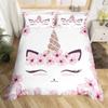 Cartoon Unicorn Duvet Cover Twin King Smiling Eyelash Rainbow Bedding Set For Kids Girls Microfiber Magical Animal Quilt Cover